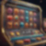 Colorful online slot game interface showcasing various symbols and features