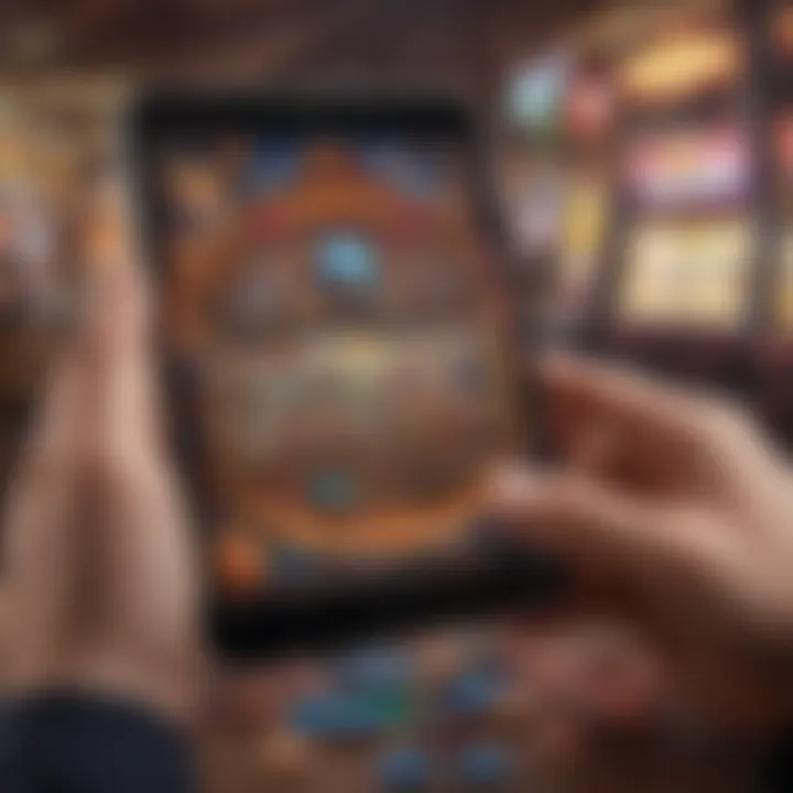 Player engaging with a slot game on a mobile device