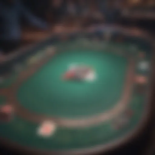 A visually engaging representation of a virtual poker table with digital chips