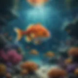 Vibrant underwater scene showcasing various fish species in a game environment