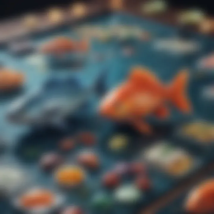 Vibrant representation of various fish game icons