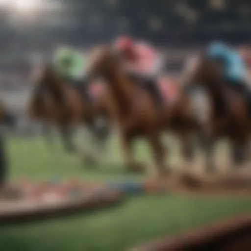 A dynamic online betting platform interface showcasing horse racing events