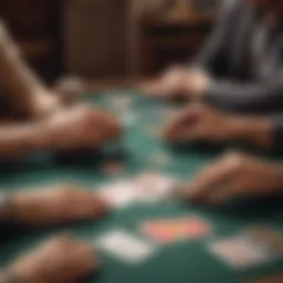 Visual representation of a full house hand in poker, showcasing cards and their arrangement.