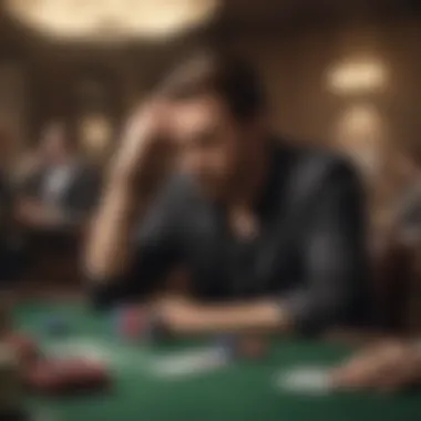 A player contemplating their next move in a tense poker scenario