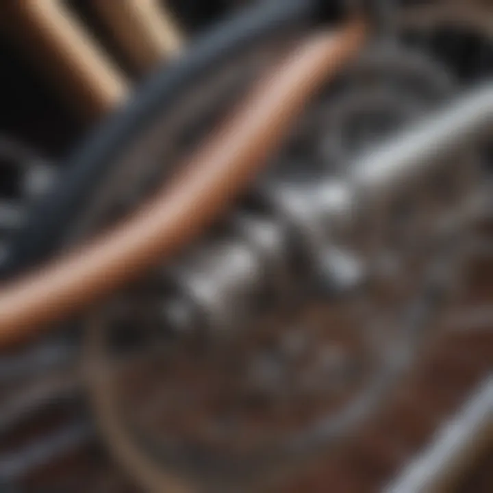 Close-up of bicycle components showcasing craftsmanship and design