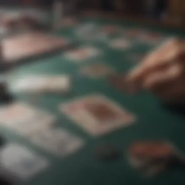 Focused player analyzing cards for a tactical move.