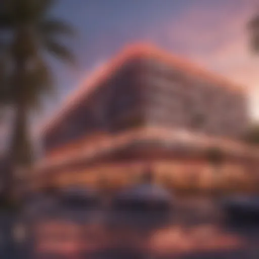 View of the Flamingo Hotel exterior showcasing vibrant architecture